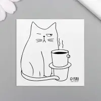 Переводная тату на тело чёрная «Котокофе», 6×6 см