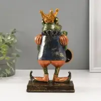 Сувенир полистоун с часами "Жабий король" 25х15,3х8 см