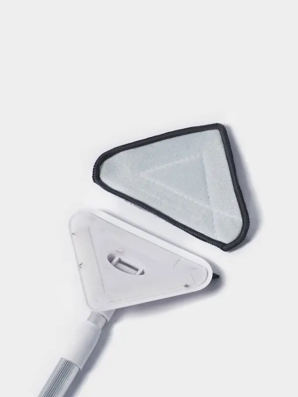 Щётка для окон, телескопическая ручка 47(80.5) см, поролон, две насадки из микрофибры с держателем 11.5&times;6.5 см