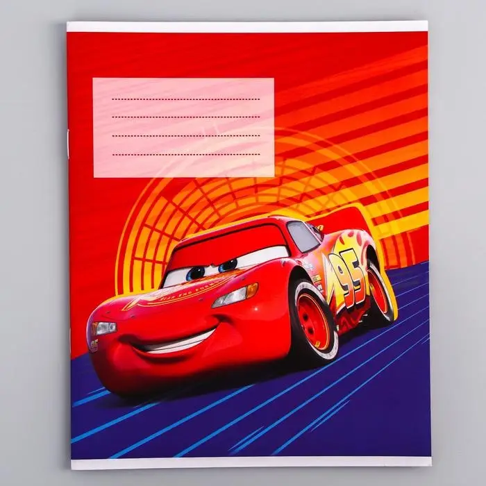 Тетрадь в клетку 12 листов, 5 видов МИКС, обложка мелованный картон, &laquo;Тачки&raquo;