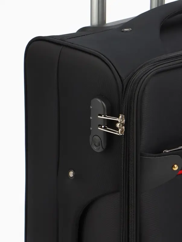 Чемодан на колёсах TEXTURA, кодовый замок, с увеличением, 42&times;26&times;68 см, 24", чёрный