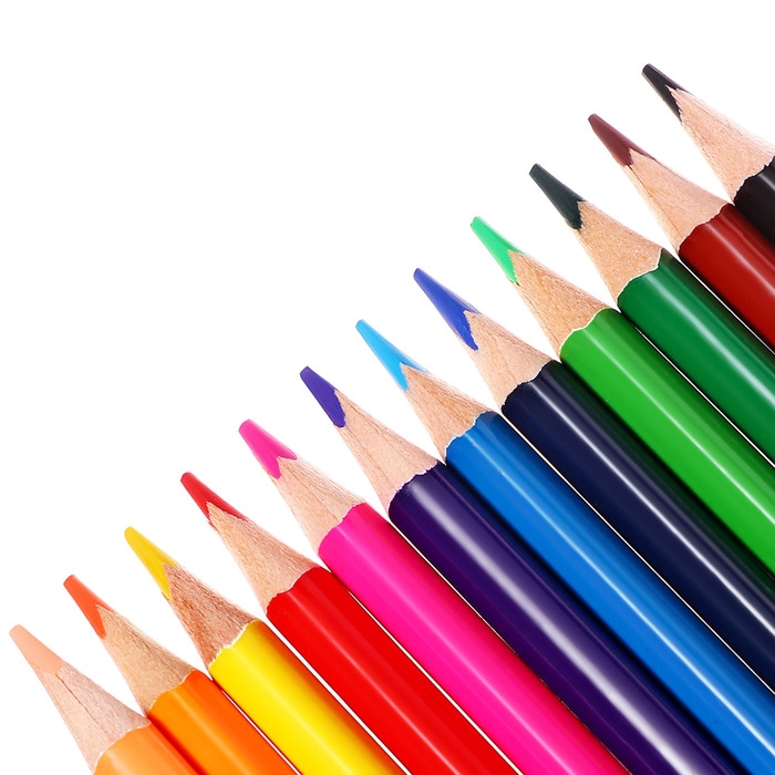 Карандаши 12 цветов, в металл тубусе, шестигранные, деревянные, Пейзаж Карандаши 12 цветов, в металл тубусе, шестигранные, деревянные, Пейзаж