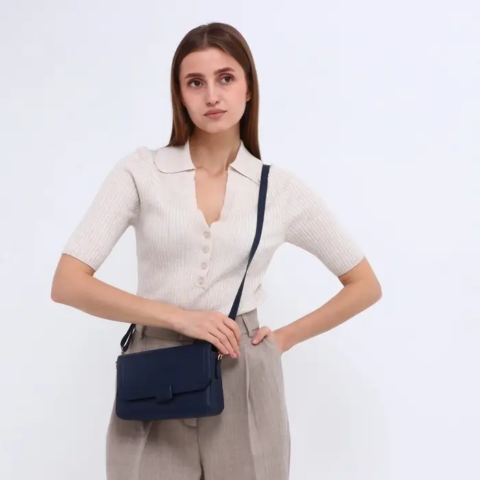 Сумка женская мессенджер на магните, 20&times;7&times;12 см, синяя