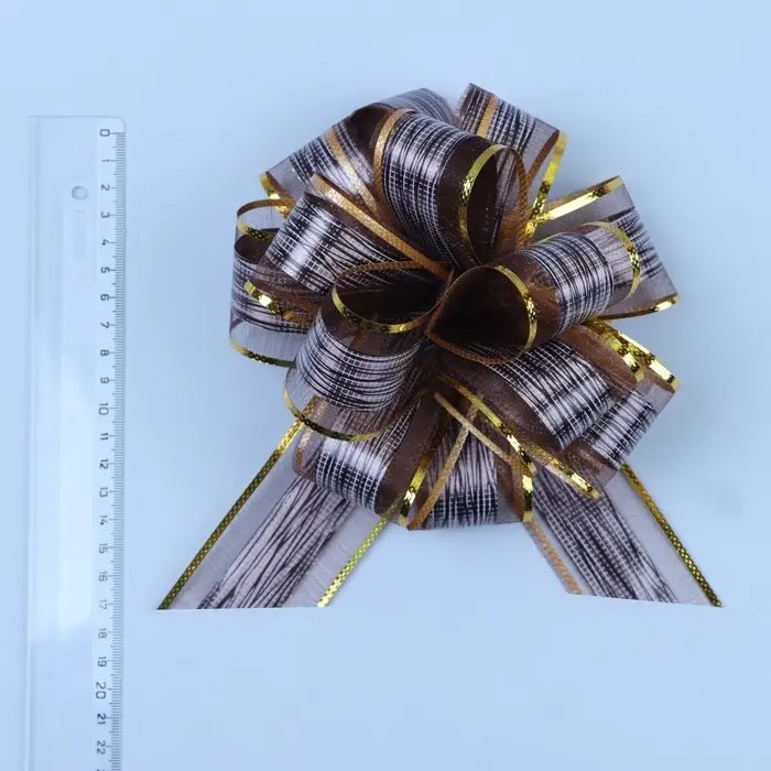 Подарочный бант - шар №5 &laquo;Узор&raquo;, цвет кофейный, для упаковки подарков