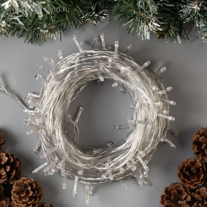 Гирлянда «Нить» 20 м, IP20, прозрачная нить, 200 LED, свечение зелёное, 8 режимов, 220 В