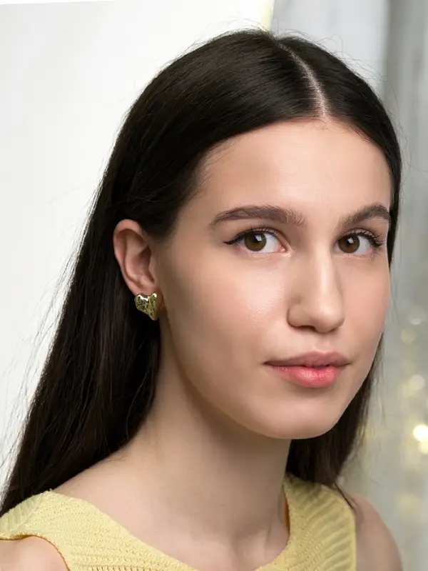 Серьги пластик &laquo;Сердца&raquo;, течение, цвет золото