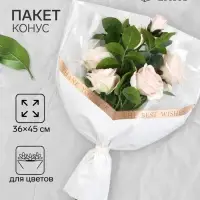 Пакет цветочный Конус, &laquo;Наилучшие пожелания&raquo;, белый, 36&times;20&times;45 см&plusmn;1 см