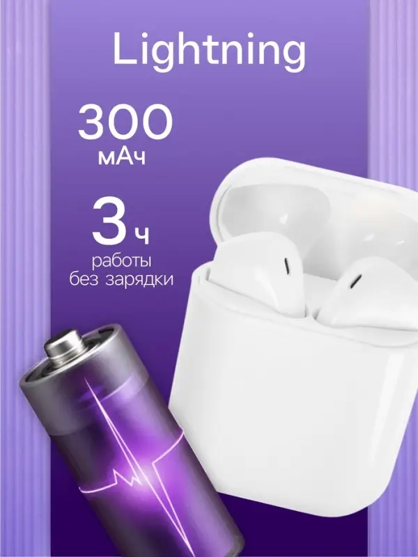 Наушники беспроводные Luazon i12, TWS, вкладыши, Bluetooth 5.0, 35/300 мАч, белые глянцевые