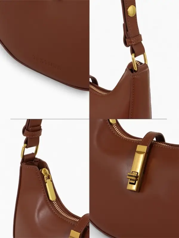 Сумка женская багет TEXTURA на молнии, 24&times;6&times;14 см, коричневая