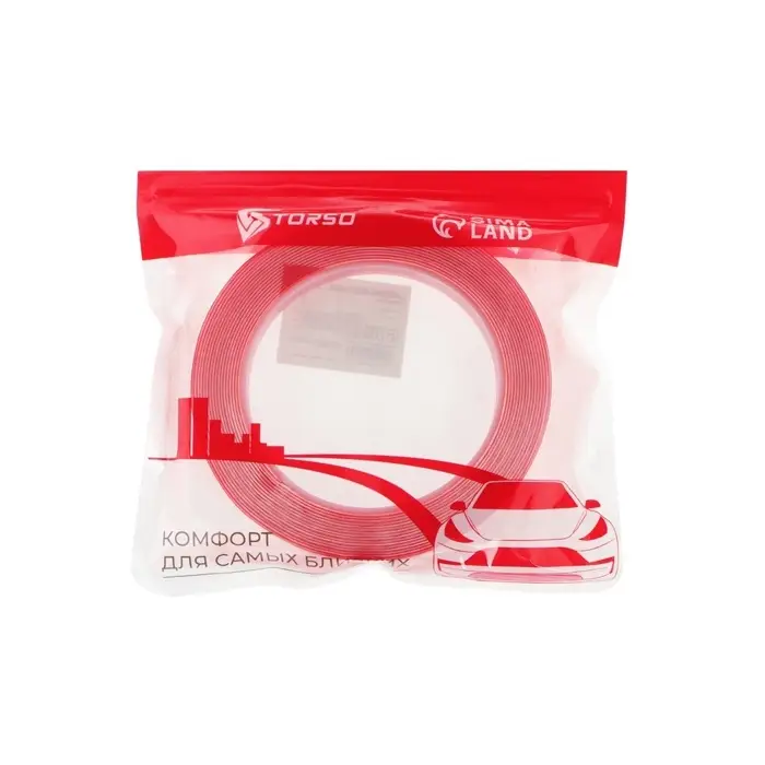 Клейкая лента TORSO, прозрачная, двусторонняя, акриловая, 12 мм &times; 5 м