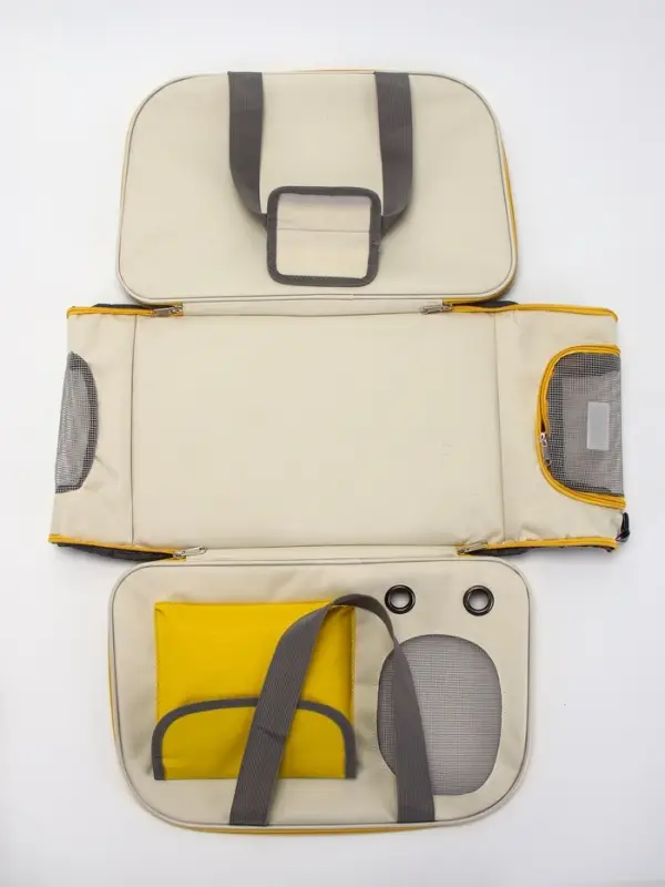 Сумка-переноска с органайзером и окном, 45&times;26&times;29 см, серо-жёлтая