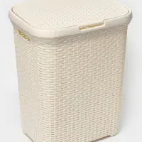 Корзина бельевая, 60 л, 34.6&times;44.5&times;56 см, с крышкой, слоновая кость