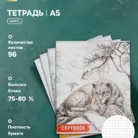 Тетрадь 96 листов в клетку, Calligrata &laquo;Африка&raquo;, серые листы, МИКС