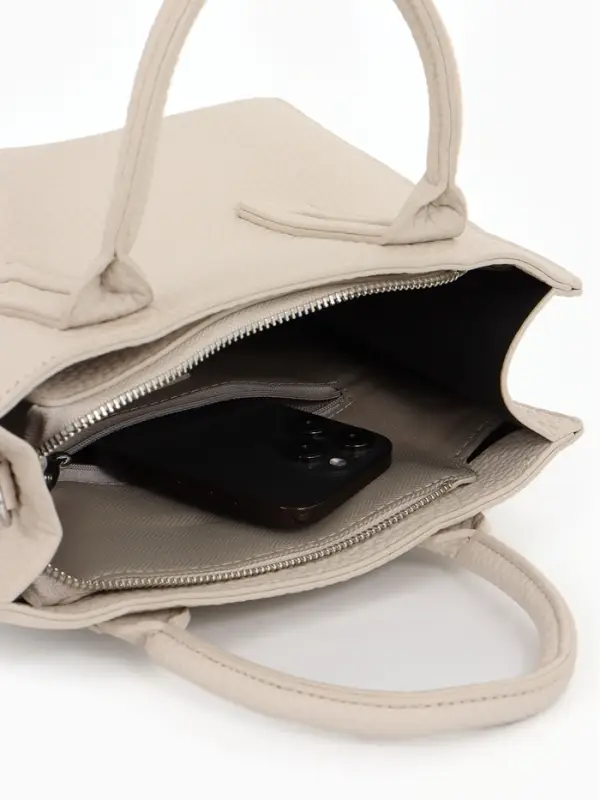 Сумка женская тоут TEXTURA на молнии, 29&times;10&times;25 см, однотонная, молочная