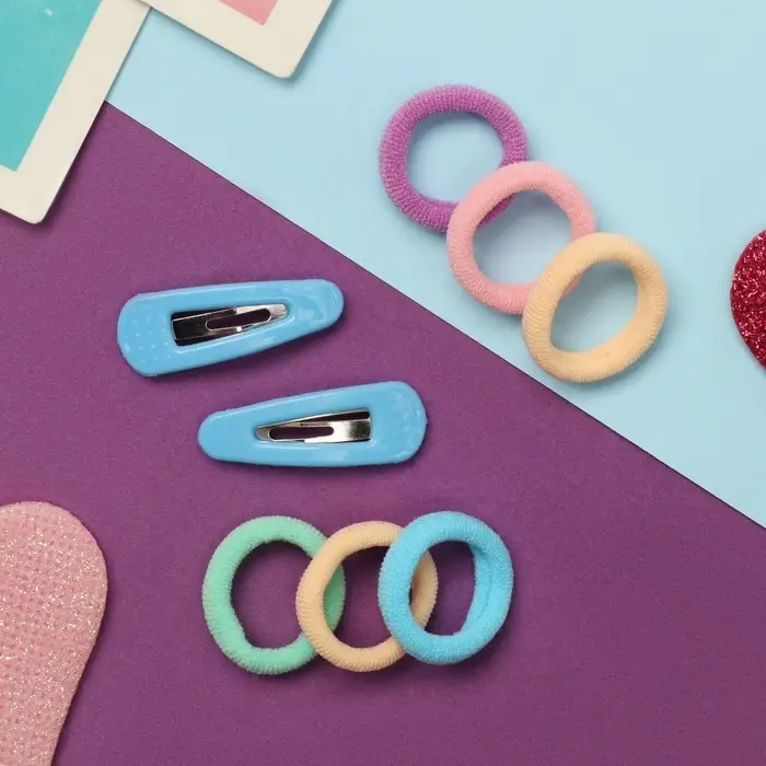 Набор для волос Набор для волос "Карамель" (10 резинок 1,5 см, 2 невидимки 3 см) классика, голубой