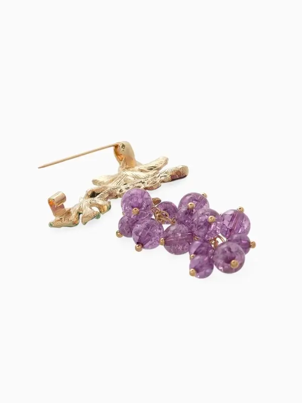 Брошь &laquo;Аметист&raquo;, виноград, подвижные бусины, зелёно-фиолетовая в золоте