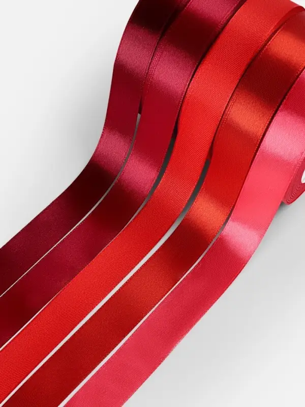 Атласная лента, набор 5 шт., 20 мм, 23&plusmn;1 м, красная, бордовая