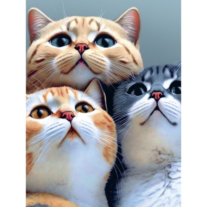 Алмазная мозаика с полным заполнением на холсте «Коты», 30×40 см