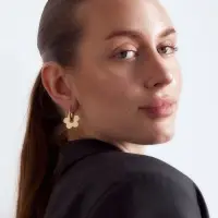 Серьги кольца с подвесом &laquo;Цветок тренд&raquo;, d=2, цвет золото