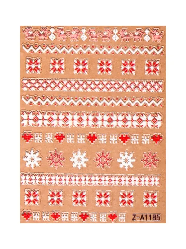 Наклейки для ногтей &laquo;Новогодние узоры&raquo;, объёмные, красные, белые