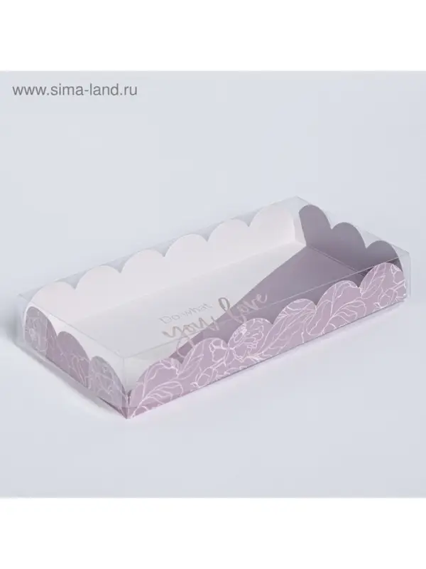 Коробка для печенья, кондитерская упаковка с PVC крышкой, Do what you love, 21&times;10.5&times;3 см
