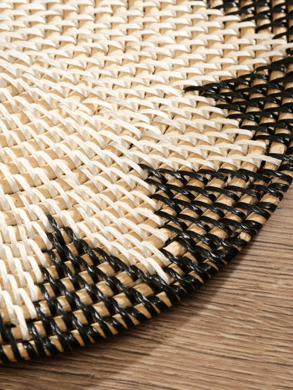 Коврик сервировочный плетеный овальный ротанг, 40х30х0,5 см, чёрно-белый