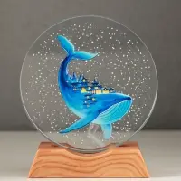 Сувенир стекло свет "Диск. Кит" 5хLED d=10 см, USB, цветной 10х4х11,4 см Сувенир стекло свет "Диск. Кит" 5хLED d=10 см, USB, цветной 10х4х11,4 см