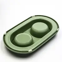 Миска двойная для животных &laquo;Мур-мяу&raquo;, 300 мл, на подставке, пластик, цвет фисташковый