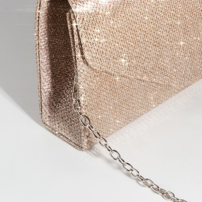 Сумка-клатч на магните, длинная цепь, цвет золотой