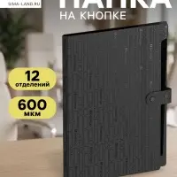 Папка А4 Your Way, 12 отделений, 600 мкм, на кнопке, чёрная