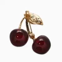 Брошь &laquo;Вишня&raquo;, наливная, бордово-зелёная в золоте