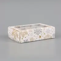 Коробка подарочная под 6 конфет новогодняя &laquo;Снежинки&raquo;, 13.5&times;9.5&times;3.5 см