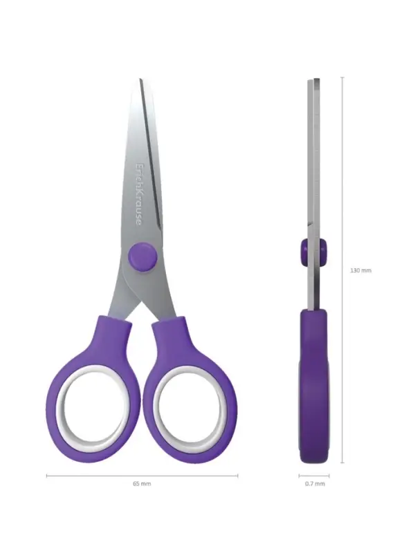 Ножницы детские ErichKrause Junior Protect, 13 см, с пластиковым чехлом и именным стикером, в блистере, МИКС