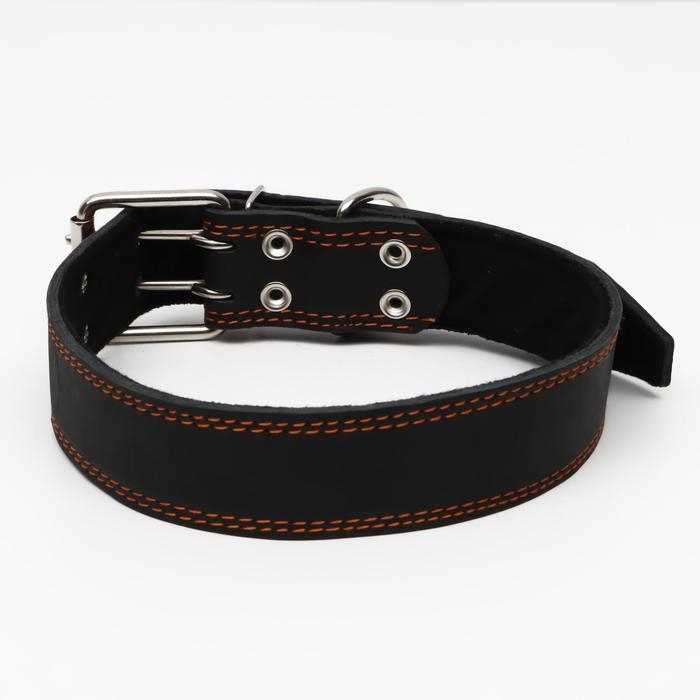 Ошейник кожаный на синтепоне, 82 х 4.5 см,  ОШ 50-70 см, чёрный Ошейник кожаный на синтепоне, 82 х 4.5 см,  ОШ 50-70 см, чёрный
