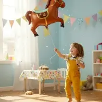 Воздушный шар фольгированный 28" "Лошадка", цвет коричневый