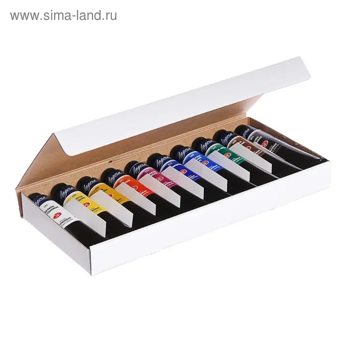 Краска акриловая в тубе, набор 10 цветов &times; 46 мл, ЗХК &laquo;Ладога&raquo;, художественный