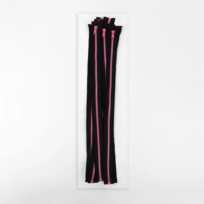 Молния «Трактор», №5, разъёмная, замок автомат, 50 см, чёрная, розовая Молния «Трактор», №5, разъёмная, замок автомат, 50 см, чёрная, розовая