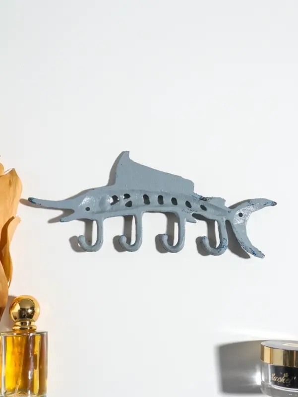 Крючки настенные &laquo;Осётр&raquo;, ключница декоративная, чугун, 25.5&times;11&times;1.5 см