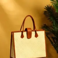 Сумка плетёная на застёжке из пандана 41х16х50 см, бежево-коричневый Сумка плетёная на застёжке из пандана 41х16х50 см, бежево-коричневый