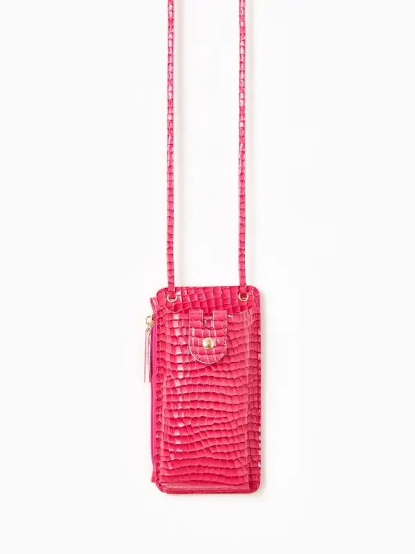 Сумка на магните, с длинным ремнём, однотонная, 10&times;2.5&times;20 см, розовая