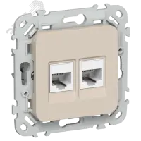 FLITE Розетка 2-местная компьютерная RJ45 категория 5Е UTP РК5е-2-0-ФлЛ льняной IEK