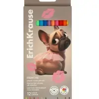 Карандаши 12 цветов, ErichKrause Frenchie, пластиковые, шестигранные