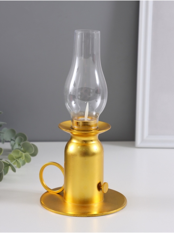 Ночник  Ночник "Лампа" LED 3xLR44 (эф. живого пламени) золото 11х11х22см