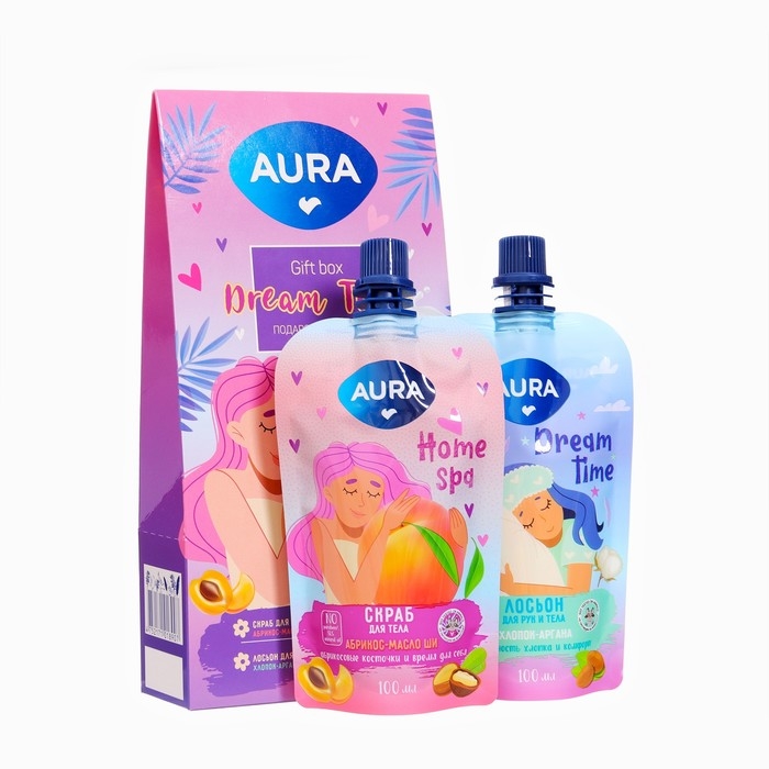 Подарочный набор косметики AURA: скраб для тела, 100 мл + лосьон для рук и тела, 100 мл Подарочный набор косметики AURA: скраб для тела, 100 мл + лосьон для рук и тела, 100 мл