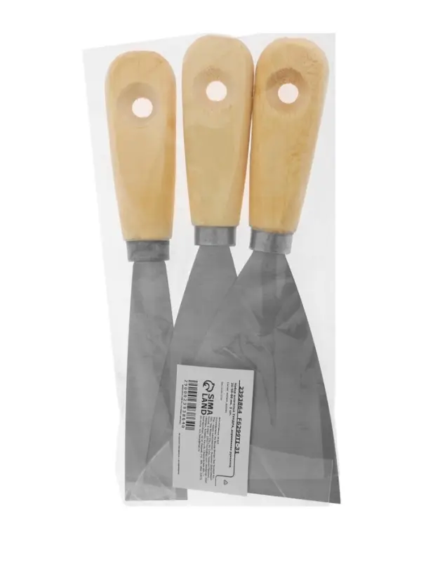 Набор шпателей ТУНДРА, деревянная рукоятка, 25-50-80 мм, 3 шт.
