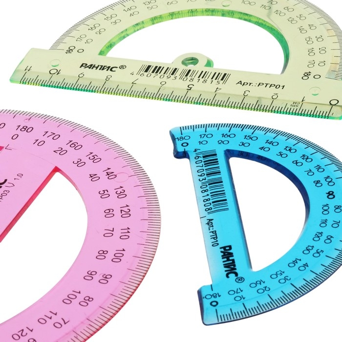 Набор транспортиров 3 штуки, Calligrata 180/360 градусов, 10/12/14 см, прозрачные, чертёжные, МИКС Набор транспортиров 3 штуки, Calligrata 180/360 градусов, 10/12/14 см, прозрачные, чертёжные, МИКС