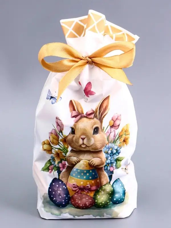 Пакет полиэтиленовый подарочный «Заяц с цветами», с завязками, 15×23 см МИКС Пакет полиэтиленовый подарочный «Заяц с цветами», с завязками, 15×23 см МИКС