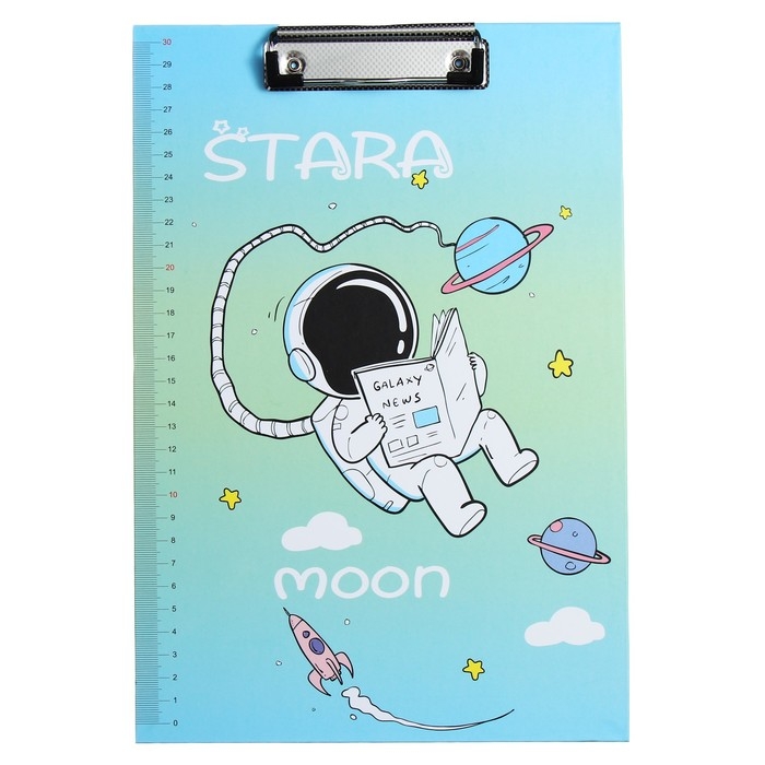 Планшет с прижимом формат А4 картон Планшет с прижимом формат А4 картон "Космонавт", МИКС