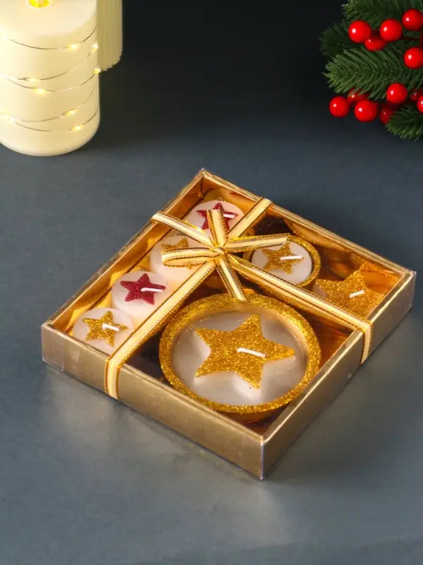 Набор свечей &laquo;Звёзды и подсвечник&raquo;, 7 шт., 15.8&times;16.8&times;3.3 см