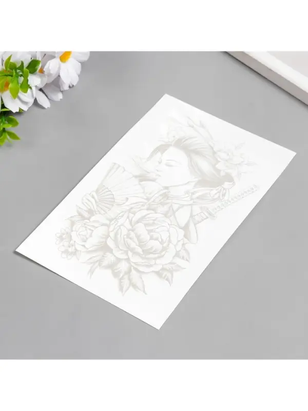 Переводная тату на тело «Гейша с мечом», 18×11 см, МИКС